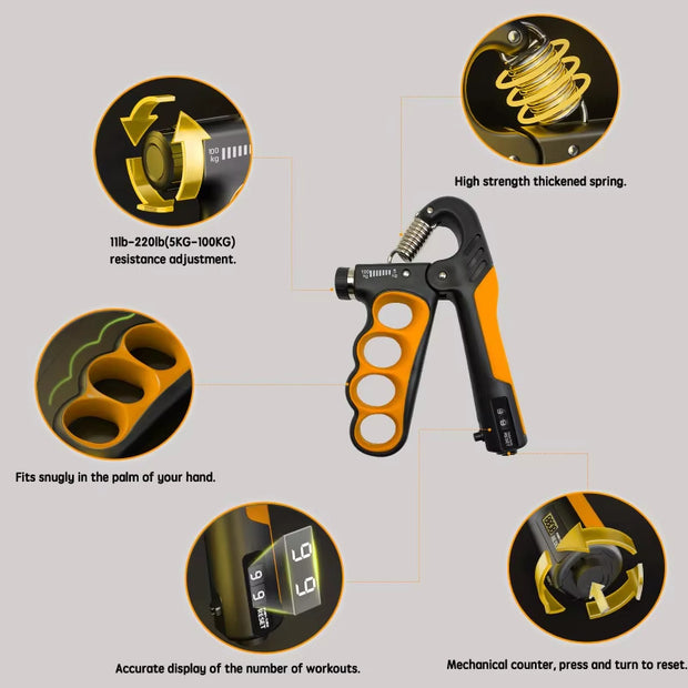 5-100kg Hand Grip Muscle Strengthener Trainer Adjustable Hands Gripper