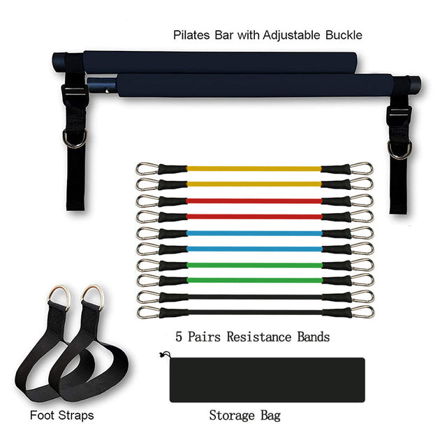 Pilates Bar Portable Gym Accessories Sport Elastic Bodybuilding Resistance Bands