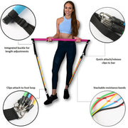 Pilates Bar Portable Gym Accessories Sport Elastic Bodybuilding Resistance Bands