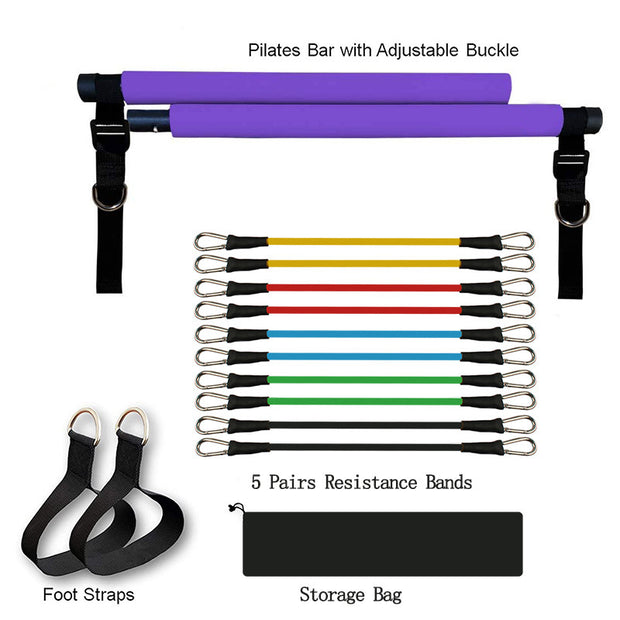 Pilates Bar Portable Gym Accessories Sport Elastic Bodybuilding Resistance Bands