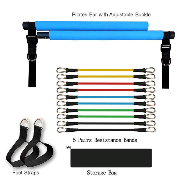 Pilates Bar Portable Gym Accessories Sport Elastic Bodybuilding Resistance Bands