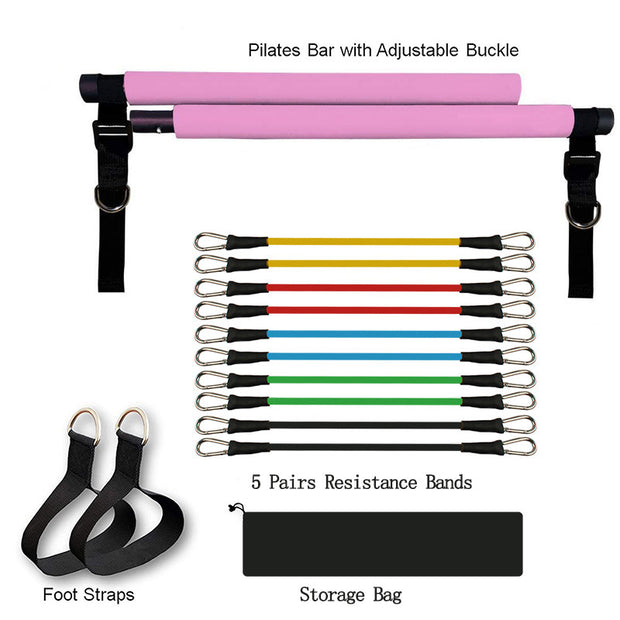 Pilates Bar Portable Gym Accessories Sport Elastic Bodybuilding Resistance Bands